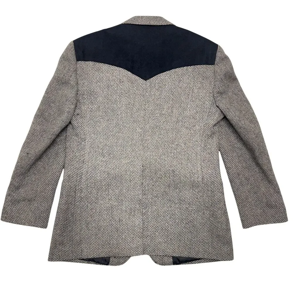 Vintage Taos Country Sport Coat Mens 42 Gray Wool USA Western Collection Blazer